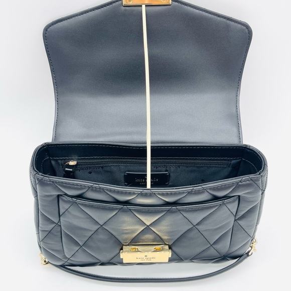 Kate Spade Carey Small Quilted Flap Shoulder Crossbody Bag Black - Picture 9 of 11